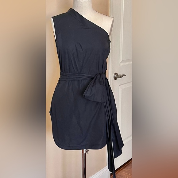 Stella Mccartney Navy Poplin One Shoulder Top Navy IT40 small - Picture 2 of 12